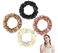 Olakin 4 Pezzi Elastico per Capelli in Vera Seta, Eleganti per Donne Elastici per Capelli Scrunchies in Raso, Accessori per Capelli, Fascia a Coda di Cavallo(Miscelazione dei colori)