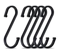 Olakin 5 Pezzi Ganci a S Neri in Alluminio, 8,6 X 5,3 CM Multifunzione Ganci Appesi S per Pentole e Padelle Sospese Vestiti, Ganci a Forma S per Bagno, Camera da Letto, Ufficio(Nero)