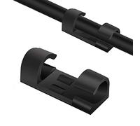 Olakin Clip per Cavi [20 Pezzi], Clip Fermacavi da Parete con Nastri Adesivi, Ganci di Fermacavi Autoadesivi Cavo per Mouse, Pc, Ufficio e Casa(Nero)