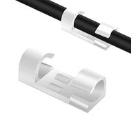 Olakin Clip per Cavi [20 Pezzi], Clip Fermacavi da Parete con Nastri Adesivi, Ganci di Fermacavi Autoadesivi Cavo per Mouse, Pc, Ufficio e Casa(Bianco)