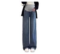 Olamao Jeans da Gravidanza Slim Wide Leg | Cintura Regolabile e Tasche Laterali | | Adatto per Donna | Ideale per Donne Fino a 170 cm di Taglia, Tipo 01, L