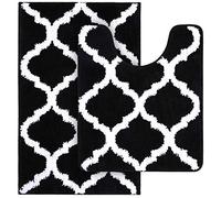 OLANLY Set di 2 tappeti da bagno in microfibra e tappetino da bagno a forma di U, lavabile in lavatrice, asciugabile in lavatrice, tappetino da bagno antiscivolo e assorbente, per vasca, doccia e