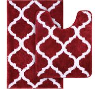 OLANLY Set di tappeti da bagno, 2 pezzi, in microfibra, per doccia e vasca, e tappeto a forma di U per WC, lavabile in lavatrice, antiscivolo, as