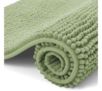 OLANLY Tappetino da bagno in ciniglia, antiscivolo, morbido, assorbente, lavabile, 40 x 60 cm, verde erba