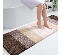 OLANLY Tappeto da bagno 140 x 50 cm, tappeto da bagno in microfibra extra morbido e assorbente, retro in gomma, ad asciugatura rapida, lavabile in lavatrice, per pavimento del bagno, vasca e doccia