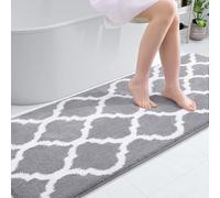 OLANLY Tappeto da bagno di lusso, morbido e assorbente in microfibra, tappeto da bagno antiscivolo, lavabile in lavatrice, tappetino da bagno per il bagno, vasca e doccia, 24 x 59, grigio