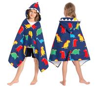 OLAOLA Asciugamano da Bagno con Cappuccio per Bambini, Morbidi Asciugamani da Spiaggia in Microfibra per Nuotare, Poncho da Bagno per Bambini e Bambine Dai 3 ai 12 Anni (Dinosauro Colorati)