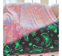 OLAOLA Coperta per Bambini Farfalla Coperte che si Illumina al Buio Morbida Coperta in Pile Regalo per Ragazzi Ragazze Calda Accogliente Coperta per Divano Letto (130 x 150 cm, Farfalla)