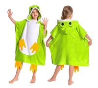 OLAOLA Poncho da Bagno con Cappuccio per Bambini, Morbidi Asciugamani da Spiaggia in Microfibra, Asciugamano Poncho da Piscina per Bambini e Bambine dai 3 ai 12 Anni, Rana Verde