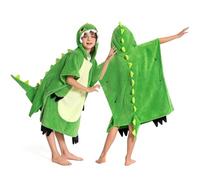 OLAOLA Poncho da Bagno con Cappuccio per Bambini, Morbidi Asciugamani da Spiaggia in Microfibra, Asciugamano Poncho da Piscina per Bambini e Bambine dai 3 ai 12 Anni, Dinosauro Verde