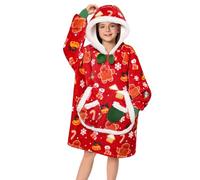 OLAOLA Unisex Felpa con Cappuccio Oversize per Bambini, Coperta con Maniche e Tasche in Pile Sherpa, Felpa Coperta Indossabile per Ragazzi Ragazze (Pan di Zenzero)