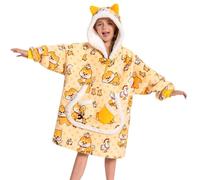 OLAOLA Unisex Felpa con Cappuccio Oversize per Bambini, Coperta con Maniche e Tasche in Pile Sherpa, Felpa Coperta Indossabile per Ragazzi Ragazze (Shiba Inu)