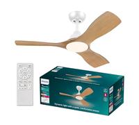 PHILIPS Olas Ventilatore, 3 Pale, Luce LED 24W, Motore DC, 3 temperature di Colore (3000K-4300K-6500K), 106 cm, Dimmerabile, Bianco, con telecomando