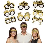 Olasfa 8 Pezzi Occhiali di Carta Decorazioni Compleanno 40, Occhiali Divertenti Adulti Accessori Compleanno Photo Booth, Occhialis Festa 40 Anni Compleanni Nero Dorato