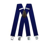 Olata Bretelle da Uomo a X, Robuste in Tessuto Spesso, 50 mm | Bretelle a X da 50 mm robuste con clip robuste, incrocio in pelle; regolabili per lavoro o abiti eleganti.