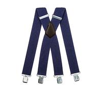 Olata Bretelle da Uomo a X, Robuste in Tessuto Spesso, 50 mm | Bretelle a X da 50 mm robuste con clip robuste, incrocio in pelle; regolabili per lavoro o abiti eleganti.
