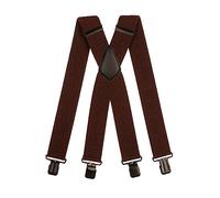 Olata Bretelle da Uomo a X, Robuste in Tessuto Spesso, 50 mm | Bretelle a X da 50 mm robuste con clip robuste, incrocio in pelle; regolabili per lavoro o abiti eleganti.