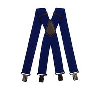Olata Bretelle da Uomo a X, Robuste in Tessuto Spesso, 50 mm | Bretelle a X da 50 mm robuste con clip robuste, incrocio in pelle; regolabili per lavoro o abiti eleganti.