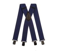 Olata Bretelle da Uomo a X, Robuste in Tessuto Spesso, 50 mm | Bretelle a X da 50 mm robuste con clip robuste, incrocio in pelle; regolabili per lavoro o abiti eleganti.