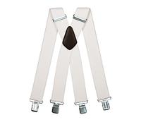 Olata Bretelle da Uomo a X, Robuste in Tessuto Spesso, 50 mm | Bretelle a X da 50 mm robuste con clip robuste, incrocio in pelle; regolabili per lavoro o abiti eleganti.