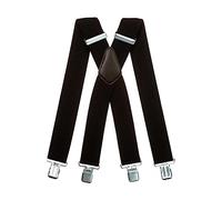 Olata Bretelle da Uomo a X, Robuste in Tessuto Spesso, 50 mm | Bretelle a X da 50 mm robuste con clip robuste, incrocio in pelle; regolabili per lavoro o abiti eleganti.