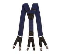 Olata Bretelle da Uomo a Y, Robuste, Tessuto Spesso, 6 Clip, 50 mm | Bretelle a Y da 50 mm robuste con fasce spesse, sei clip resistenti e incrocio in pelle; sostegno extra sicuro e regolabile.