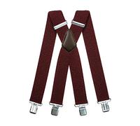 Olata Bretelle Extra Larghe da Uomo - 5 cm di Larghezza, Robuste e Regolabili con Clip Resistenti, Ideali per Lavoro e Abbigliamento Elegante. Rosso Bordeaux (Clip D'Argento)