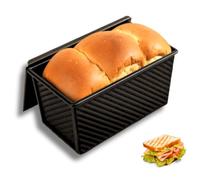 OlBuWa Stampo Per Pane in Cassetta, Toast Stampo per pagnotta con Coperchio, Teglia Antiaderente Per Pane in Cassetta, Toast/Panino/Torta, 450g di Pasta, Nero