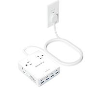 Olcorife - Striscia di alimentazione USB da 230 W, cavo di prolunga a spina piatta da 5 piedi con 4 uscite CA, 8 porte USB (4 USB C e 4 USB A), protezione da sovratensioni 2000 luglio, striscia