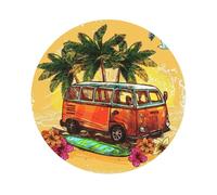 Old Bus con tavola da surf, sottobicchieri in pelle da 10,2 cm, set di 6 sottobicchieri rotondi in pietra in ceramica per tazze e tazze, ufficio, cucina