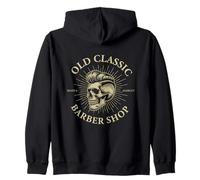 Old Classic Barber Shop Skull Elegante Grooming Vintage Vibes Felpa con Cappuccio