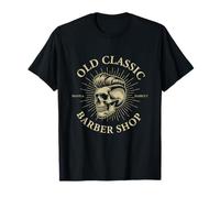Old Classic Barber Shop Skull Elegante Grooming Vintage Vibes Maglietta