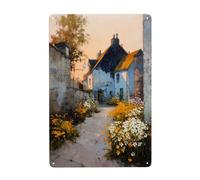 Old Country Europeo Cottages Village Metal Signs Tin Wall Art Decor Per Bagno Toilette Fattoria Bagno Fattoria Bagno Toilette Cortile 20x30 Cm