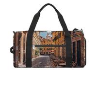 Old Courtyard Cafe Chair City, Roma, Italia, Borsa da palestra per uomo e donna, resistente all'acqua, borsa da viaggio leggera per viaggi sportivi, bianco, taglia unica