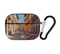 Old Courtyard Cafe Chair City, Roma, Italia, custodia protettiva antiurto per Airpods Pro con moschettone, anti-caduta, custodia per auricolari per Airpods Pro di seconda generazione, nero