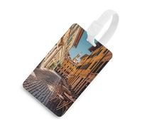 Old Courtyard Cafe Chair City, Roma, Italia Etichette per bagagli Nome ID Etichetta Privacy Cover Facile Identificazione, Sicuro ed Elegante per Uomini e Donne Valigie Borse Zaino Bianco Stile