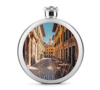 Old Courtyard Cafe Chair City, Roma, Italia, Fiaschetta rotonda da 141,7 ml, in acciaio inox, a prova di perdite, portatile, bottiglia di vino o liquore, carina, con stampa, per uomo e donna, idea
