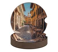 Old Courtyard Cafe Chair City, Roma, Italia, Sottobicchieri per auto da 6,6 cm, antiscivolo, universali, incorporati, rimovibili, carini, sottobicchieri, mantengono il veicolo pulito e asciutto, per
