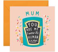 Old English Co. - Biglietto con scritta "You Are My Favorite Human Bean", divertente per lui o lei, umoristico per uomini, donne, familiari e amici, interno bianco e busta inclusa (mamma)