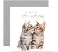 Old English Co. Biglietto di anniversario di matrimonio per moglie o marito, biglietto di auguri per coppia speciale gattino gatto - lamina d'oro acquerello opera d'arte biglietto di congratulazioni