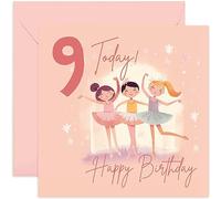 Old English Co. - Biglietto di auguri per il 9° compleanno per ragazze, per 9° compleanno, età 9-nove anni, simpatico biglietto di compleanno a tema principessa ballerina, per figlia, nipote,