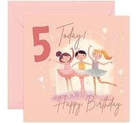 Old English Co. - Biglietto di auguri per il quinto compleanno per ragazze, 5° compleanno, età 5-cinque anni, grazioso biglietto di compleanno a tema principessa ballerina, per figlia, nipote,