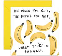Old English Co. - Biglietto di compleanno divertente con scritta "Older You Get Banana Joke for Him or Her - Banana compleanno umorismo per amici e familiari | interno vuoto con busta