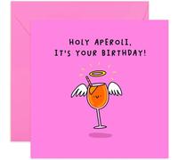 Old English Co. - Biglietto di compleanno divertente per lei, con scritta in lingua inglese "Holy Aperoli", per donne, divertente regalo di compleanno per sorella, mamma, collega, biglietto di