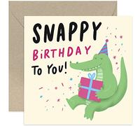 Old English Co. Biglietto di compleanno Snappy per lui o lei, divertente biglietto di auguri di compleanno con coccodrillo per bambini o adulti, giocoso gioco di parole con coccodrillo, biglietto di