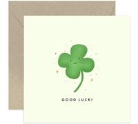 Old English Co. Biglietto di fortuna per lui e lei, con quadrifoglio, per esami universitari, per uomini e donne, interno bianco con busta