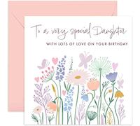 Old English Co. To A Very Special Daughter Birthday Card - Biglietto di auguri di compleanno per genitori, mamma, papà, grazioso design pastello, interno bianco e busta inclusa