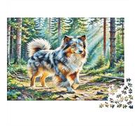 Old English Sheepdog 1000 Pezzi per Adulti e Bambini, Cane Tricolore nel Bosco Regalo Divertente e Attività per Casa e Decorazione Murale 52x38cm 1000 Pezzi