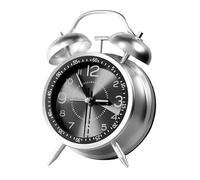 Old Fashioned Analog Alarm Clock - Retro Style Twin Bell Table Clock, Rechargeable Metal Body Timepiece with Silent Movement | Portable Bedside Clockz for Dorm, Travel, Kids, Teens, Girls, Boys