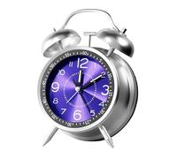 Old Fashioned Analog Alarm Clock - Retro Style Twin Bell Table Clock, Rechargeable Metal Body Timepiece with Silent Movement | Portable Bedside Clockz for Dorm, Travel, Kids, Teens, Girls, Boys